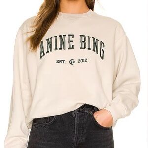 Anine Bing Light Tan EST 2012 Sweatshirt with Green Lettering
